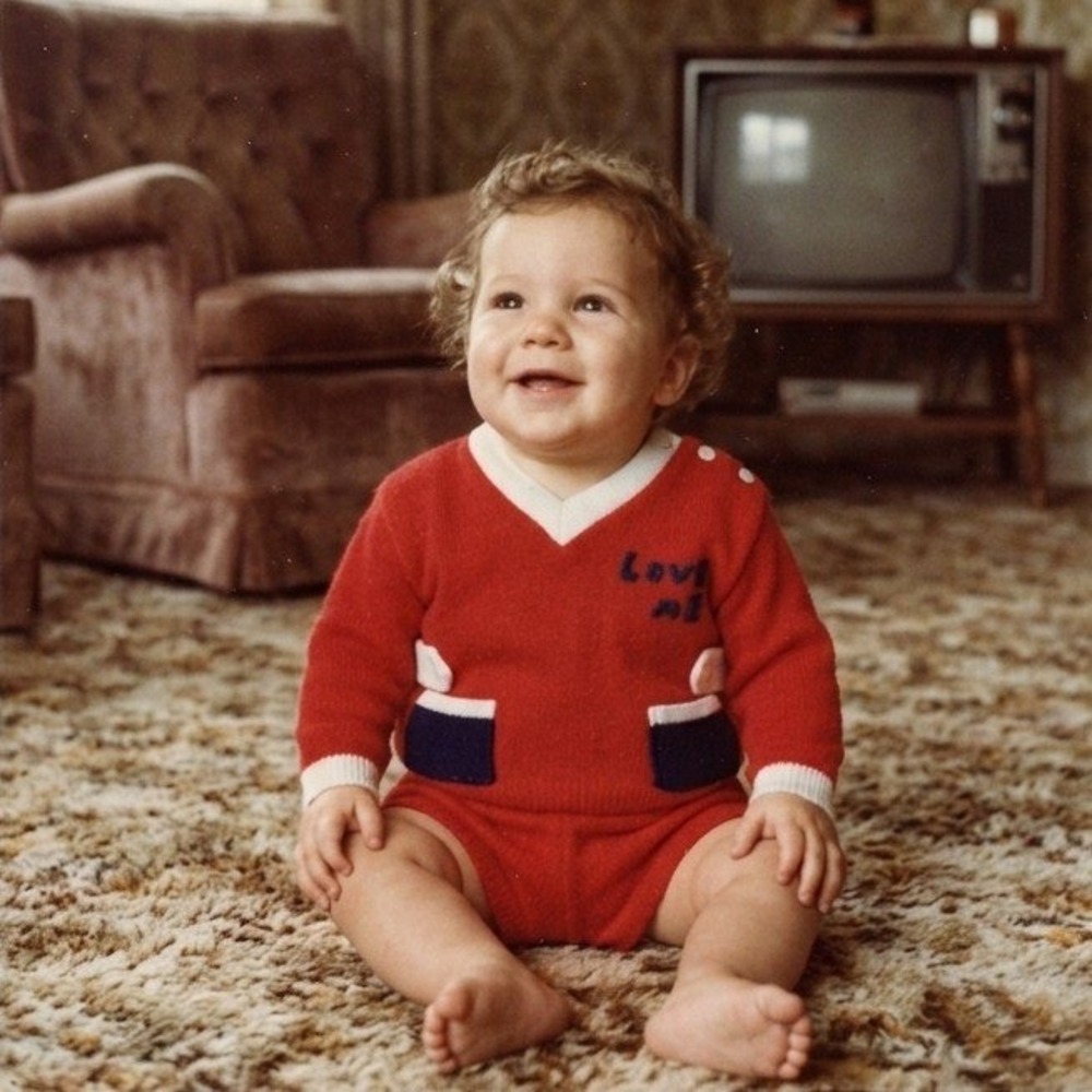 Glo-Knit Sweater Shorts Set Kids 9 Months Baby Toddler Red Love Me Vintage Japan